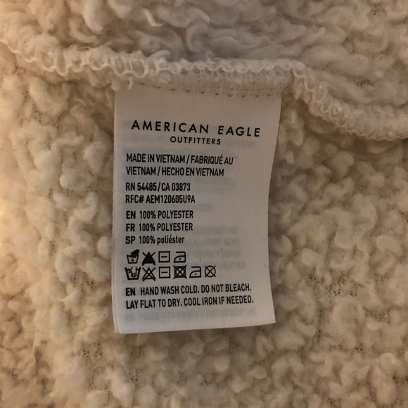 AMERICAN EAGLE OUTFITTERS Sweatshirt Women's Medium Beige Teddy Pullover Hoodie - Picture 7 of 9